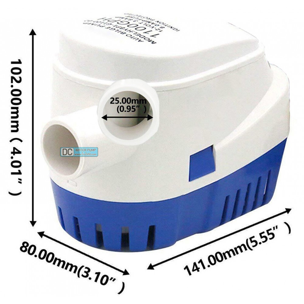 ปั๊มน้ำอัตโนมัติ มีลูกลอยในตัว 12V AUTO BILGE PUMP รุ่น1100GPH-AUTO